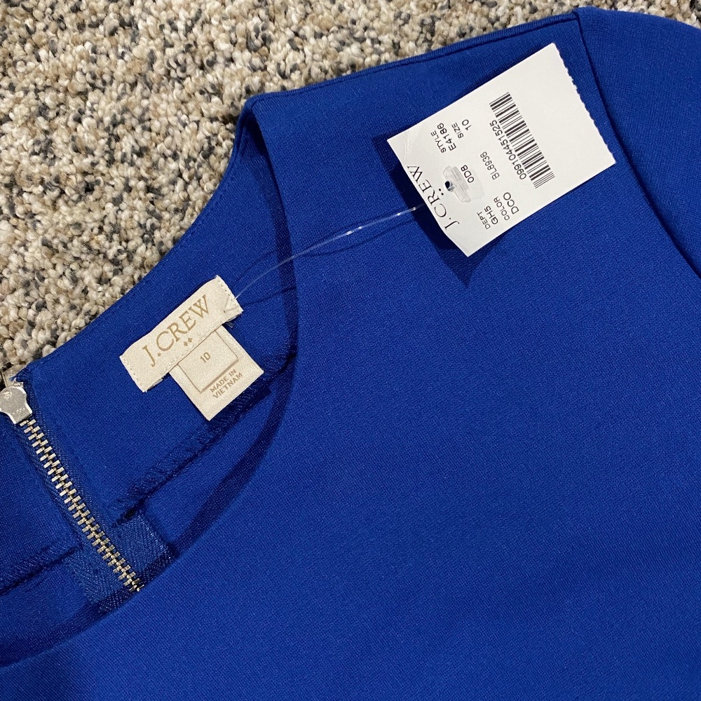 J crew size 10 royal Blue ponte three quarter sleeve dress